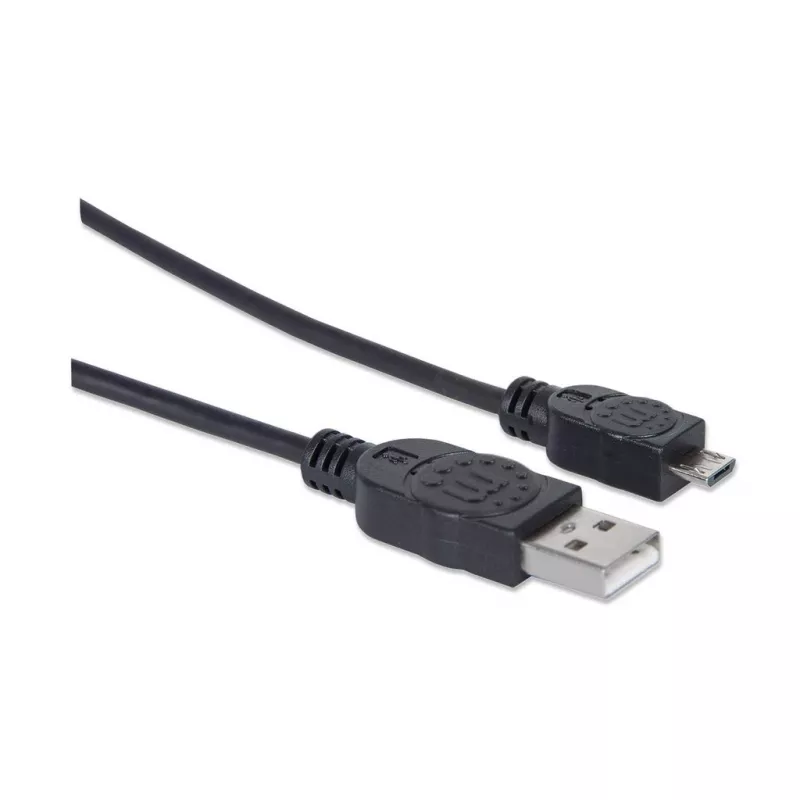 Manhattan cable USB-A a Micro-USB, 1,8 m, conector macho a conector macho, negro, 480 Mbit/s (USB 2.0), Hi-Speed USB, garantía de por vida, equivalente a UUSBHAUB6.