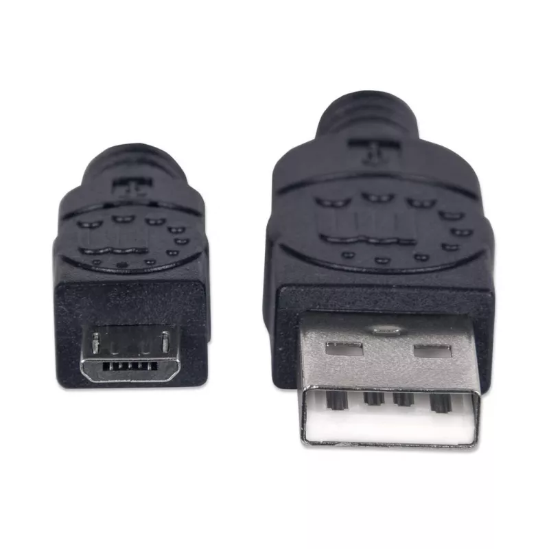 Manhattan cable USB-A a Micro-USB, 1,8 m, conector macho a conector macho, negro, 480 Mbit/s (USB 2.0), Hi-Speed USB, garantía de por vida, equivalente a UUSBHAUB6.
