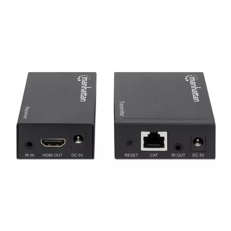 Manhattan kit extensor HDMI 1080p sobre Ethernet, hasta 50 m con un cable Cat6, módulos Tx y Rx, compatibilidad con IR, tres años de garantía