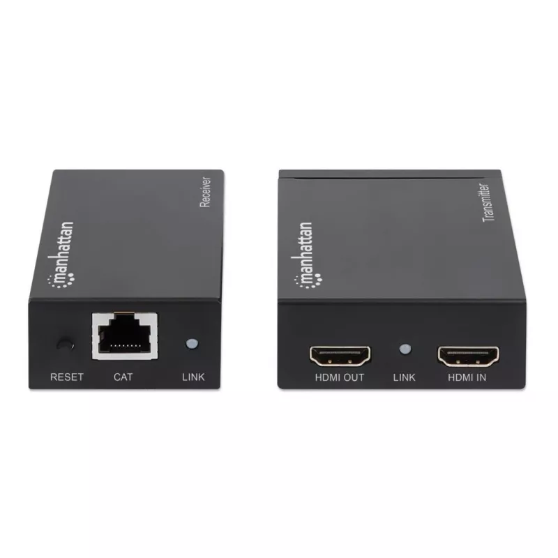 Manhattan kit extensor HDMI 1080p sobre Ethernet, hasta 50 m con un cable Cat6, módulos Tx y Rx, compatibilidad con IR, tres años de garantía