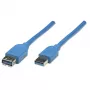 Cable alargador USB-A a USB-A Manhattan 2 m conector macho a conector hembra azul