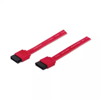 Cable de datos SATA Manhattan, 7 pines, 50 cm, conector macho a conector macho, 6 Gbps, rojo, garantía de por vida