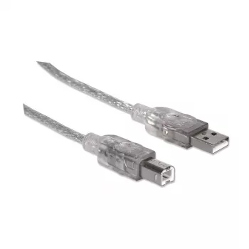 Cable USB-A a USB-B Manhattan 345408 5 m conector macho a conector macho plateado