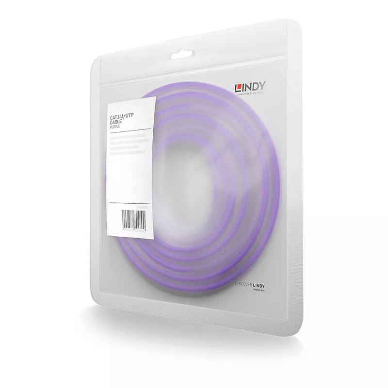 Cable de red Lindy 0,3 m RJ-45 Cat6 U/UTP violeta