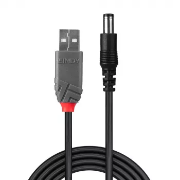 Cable adaptador USB-A conector macho – DC 5,5/2,1 mm conector macho Lindy 70268