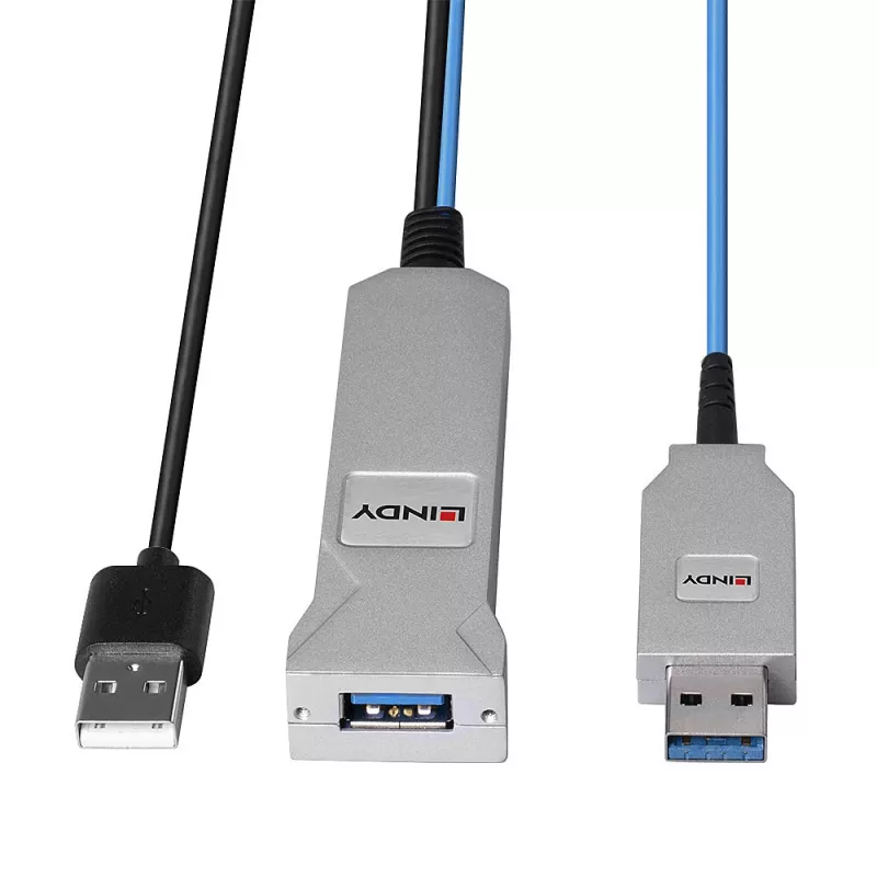 Cable USB 3.0 de fibra óptica Lindy 30m