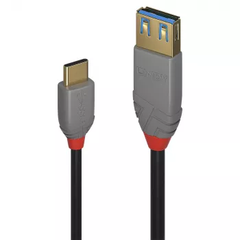 Cable adaptador USB 3.2 Type-C a A Lindy 0,15 m, 10 Gbit/s, Anthra Line