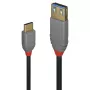 Cable adaptador USB 3.2 Type-C a A Lindy 0,15 m, 10 Gbit/s, Anthra Line
