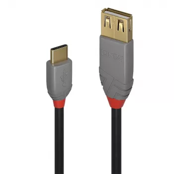 Cable adaptador USB 2.0 tipo C a A Lindy 0,15m, Anthra Line, 0,15 m, USB A, USB C, USB 2.0, 0,48 Gbit/s, negro, gris