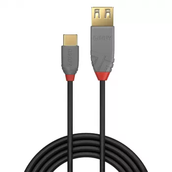 Cable adaptador USB 2.0 tipo C a A Lindy 0,15m, Anthra Line, 0,15 m, USB A, USB C, USB 2.0, 0,48 Gbit/s, negro, gris