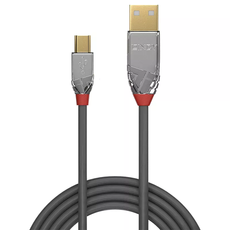 Cable USB 2.0 tipo A a Mini-B Lindy 7,5m, Cromo Line