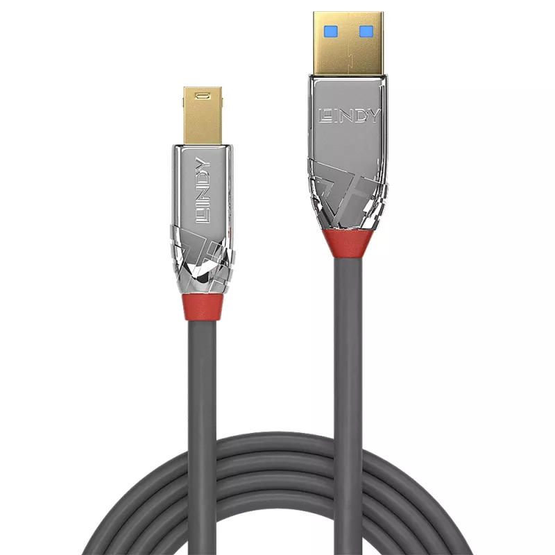 Cable USB 3.2 tipo A a B Lindy 0,5 m, 5 Gbit/s, Cromo Line
