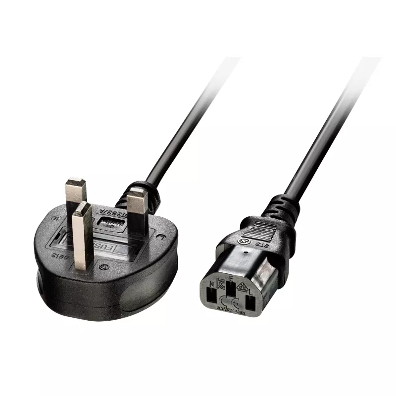 Lindy 5m cable de alimentación conector UK de 3 patillas a IEC C13, negro, 5 m, conector hembra C13