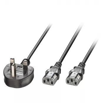 Cable de alimentación MicroConnect PE090425Y, H05VV-F 2,5 m, 2 x conector hembra C13, 250 V 13 A, negro