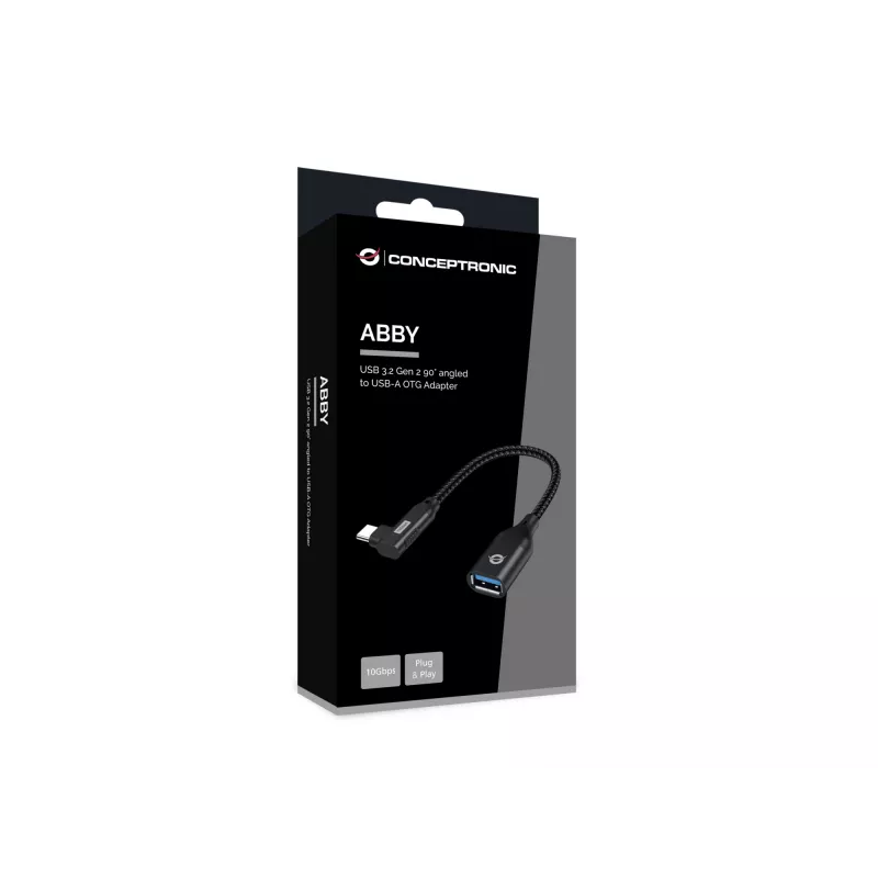 Adaptador OTG Conceptronic ABBY19B USB 3.2 Gen 2 acodado 90° a USB-A