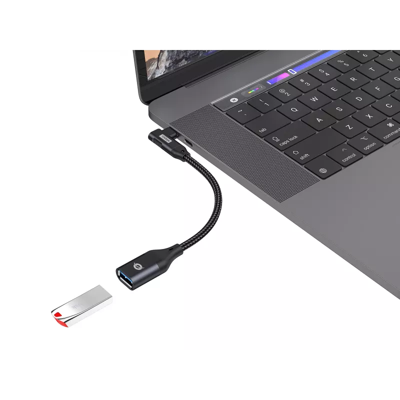 Adaptador OTG Conceptronic ABBY19B USB 3.2 Gen 2 acodado 90° a USB-A