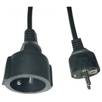 MicroConnect MC-PE0300FRB alargador de alimentación de enchufe UE a tipo E francés, 3 m, negro