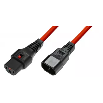 Microconnect MC-C13C14LOCK-1M cable de alimentación rojo conector hembra C13 conector hembra C14