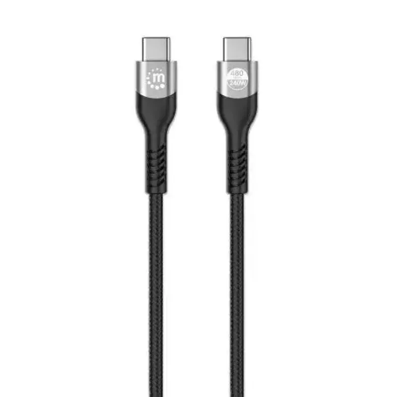 Cable Manhattan USB-C a USB-C 240W 2m conector macho a conector macho negro 480 Mbit/s