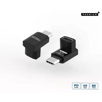 MicroConnect MC-USB4AF adaptador Premium USB4 3x2 USB-C acodado, 240 W, 40 Gbps