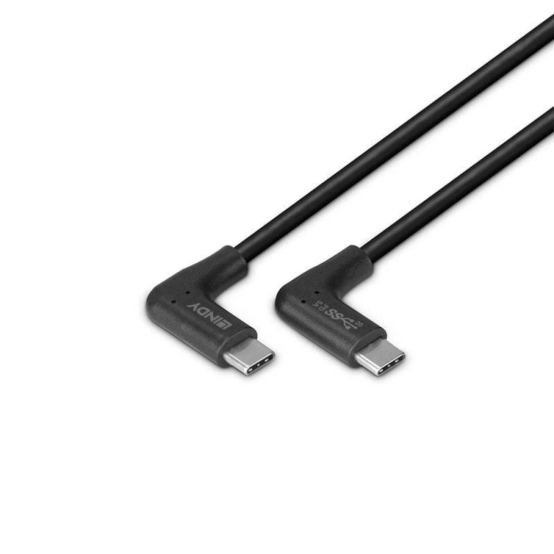Lindy Cable USB 3.2 de 1 m USB-C en ángulo a USB-C en ángulo, 10 Gbps