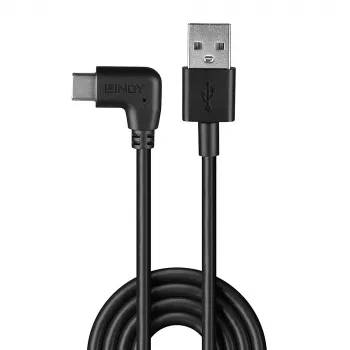 Cable USB Lindy 32000 — USB 2.0, USB-A a USB-C, 0,5 m, negro