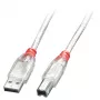 Cable USB 2.0 Lindy 3 m - Type-A a B, transparente, 3 m, USB A, USB B, USB 2.0, 0,48 Gbit/s, transparente
