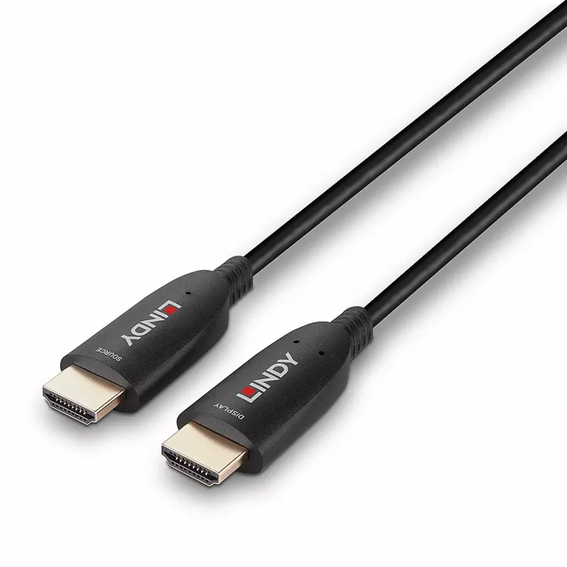 Lindy 38518 cable HDMI híbrido de fibra óptica 8K60, 100 m, 4K 120 Hz, negro