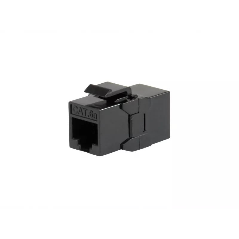 Conector hembra en línea Keystone EQUIP Cat.6A no apantallado, RJ-45, formato plano, negro, 8 uds.