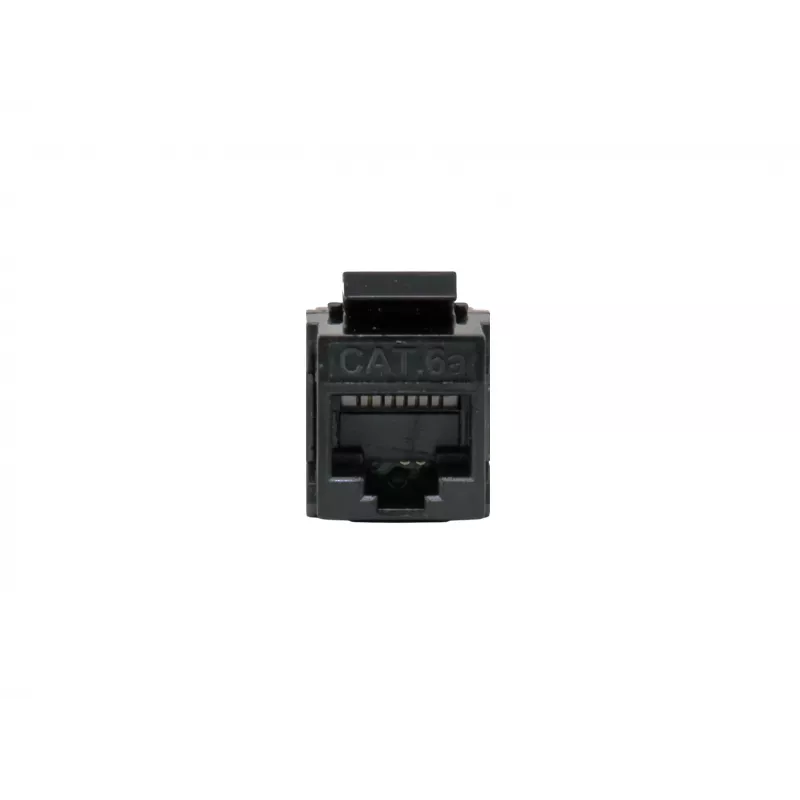 Conector hembra en línea Keystone EQUIP Cat.6A no apantallado, RJ-45, formato plano, negro, 8 uds.