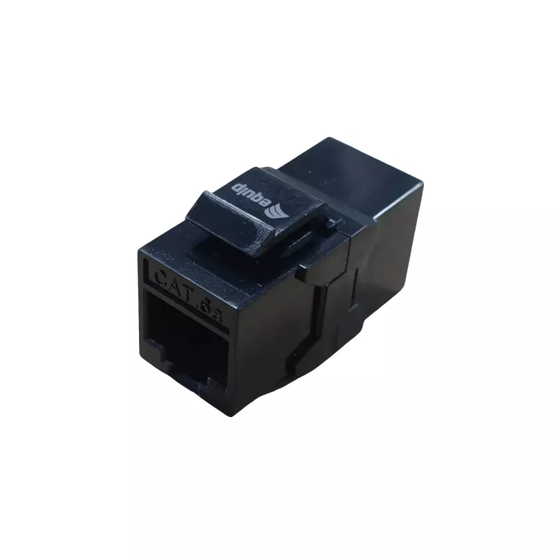 Conector hembra en línea Keystone EQUIP Cat.6A no apantallado, RJ-45, formato plano, negro, 8 uds.
