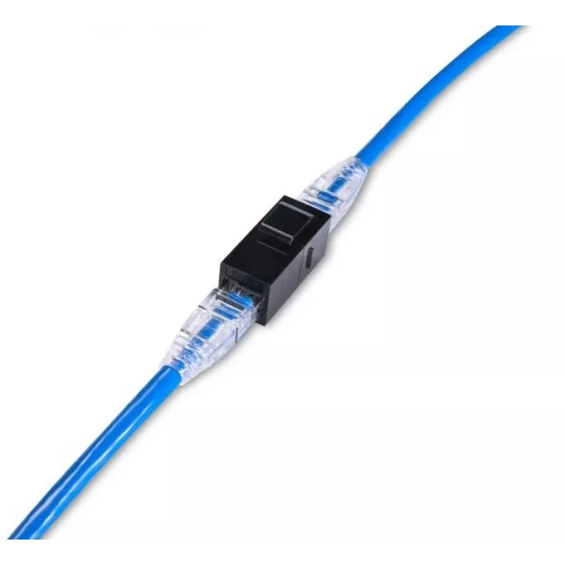 Conector hembra en línea Keystone EQUIP Cat.6A no apantallado, RJ-45, formato plano, negro, 8 uds.