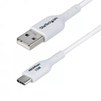 Cable de carga USB-A a USB-C StarTech.com de 1 m, carga y sincronización, 3A, USB 2.0, funda TPE — cable de carga USB blanco