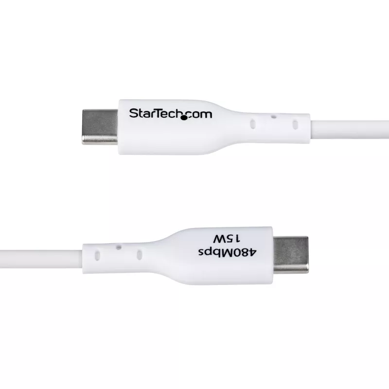 Cable de carga USB-A a USB-C StarTech.com de 1 m, carga y sincronización, 3A, USB 2.0, funda TPE — cable de carga USB blanco