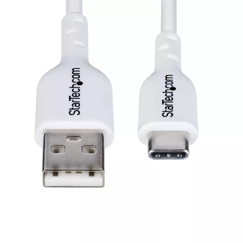Cable de carga USB-A a USB-C StarTech.com de 1 m, carga y sincronización, 3A, USB 2.0, funda TPE — cable de carga USB blanco
