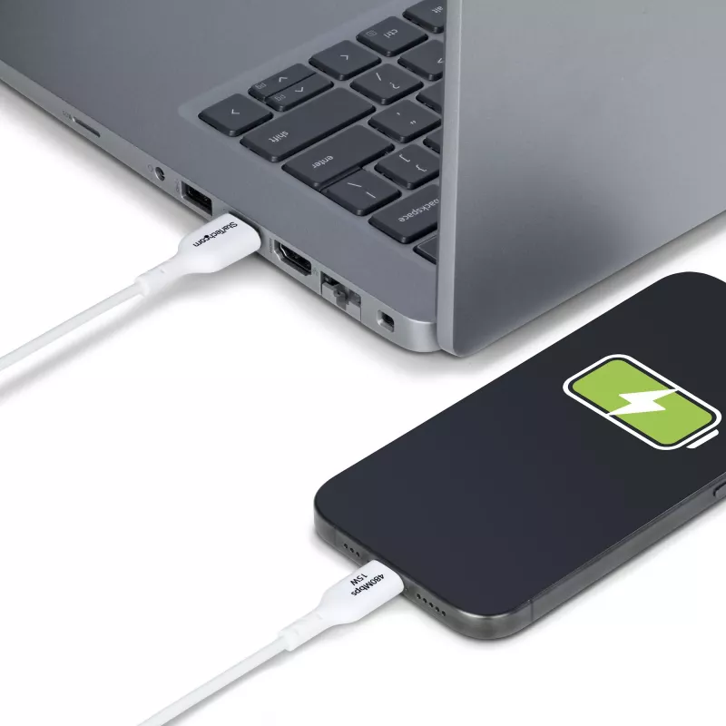 Cable de carga USB-A a USB-C StarTech.com de 1 m, carga y sincronización, 3A, USB 2.0, funda TPE — cable de carga USB blanco