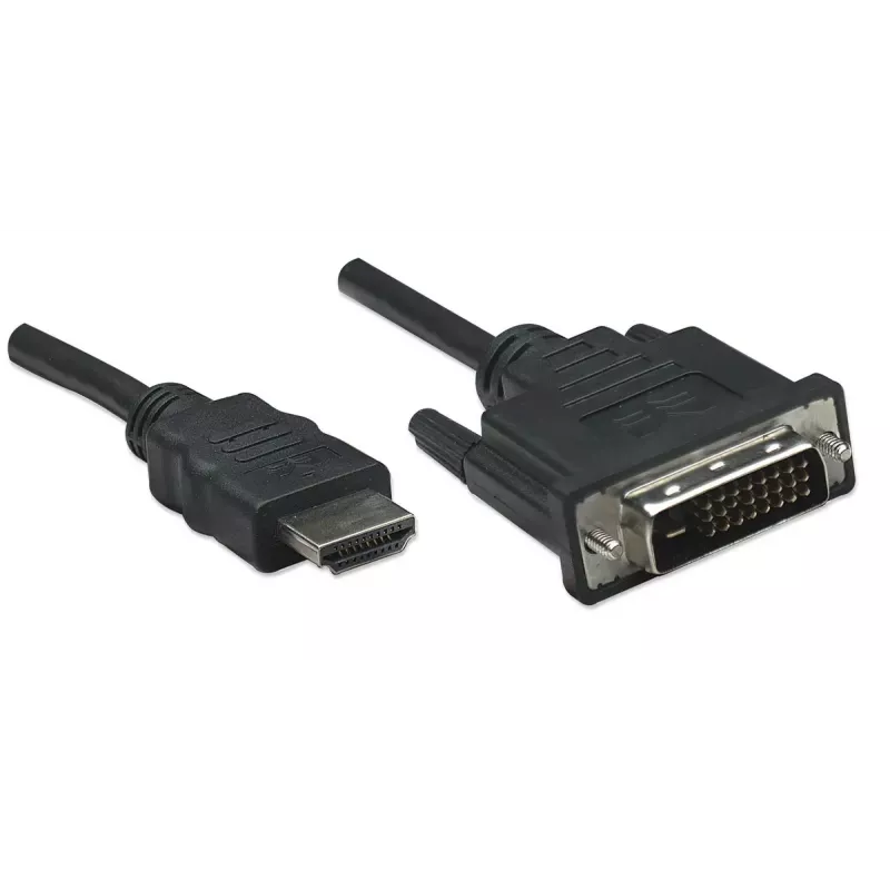 Cable Manhattan HDMI a DVI-D 24+1, 1 m, conector macho a conector macho, negro, Dual Link, compatible con DVD-D, garantía de por vida, equivalente a HDDVIMM1M