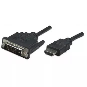 Cable Manhattan HDMI a DVI-D 24+1, 1 m, conector macho a conector macho, negro, Dual Link, compatible con DVD-D, garantía de por vida, equivalente a HDDVIMM1M