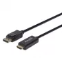 Cable Manhattan DisplayPort 1.1 a HDMI, 1080p@60Hz, 1 m, conector macho a conector macho, DP con bloqueo, negro, no bidireccional, tres años de garantía