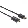 Cable Manhattan DisplayPort 1.1 a HDMI, 1080p@60Hz, 1 m, conector macho a conector macho, DP con bloqueo, negro, no bidireccional, tres años de garantía