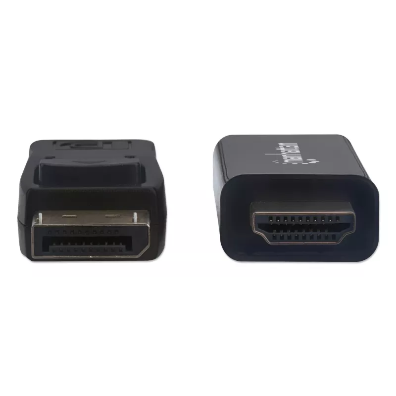 Cable Manhattan DisplayPort 1.1 a HDMI, 1080p@60Hz, 1,8 m, conector macho a conector macho, DP con bloqueo, negro, no bidireccional, tres años de garantía