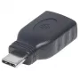 Adaptador Manhattan USB-C a USB-A, conector macho a conector hembra, 5 Gbit/s (USB 3.2 Gen1, también USB 3.0), SuperSpeed USB, negro, garantía de por vida, equivalente a USB31CAADG