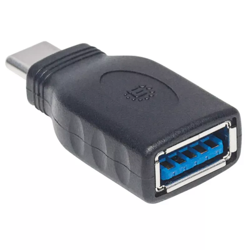Adaptador Manhattan USB-C a USB-A, conector macho a conector hembra, 5 Gbit/s (USB 3.2 Gen1, también USB 3.0), SuperSpeed USB, negro, garantía de por vida, equivalente a USB31CAADG