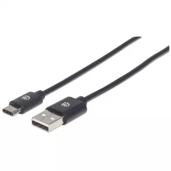 Cable Manhattan USB-C a USB-A, 2 m, conector macho a conector macho, negro, 480 Mbit/s (USB 2.0), Hi-Speed USB, garantía de por vida, equivalente a USB2AC2M