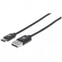 Cable Manhattan USB-C a USB-A, 2 m, conector macho a conector macho, negro, 480 Mbit/s (USB 2.0), Hi-Speed USB, garantía de por vida, equivalente a USB2AC2M
