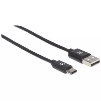 Cable Manhattan USB-C a USB-A, 2 m, conector macho a conector macho, negro, 480 Mbit/s (USB 2.0), Hi-Speed USB, garantía de por vida, equivalente a USB2AC2M
