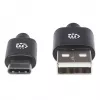 Cable Manhattan USB-C a USB-A, 2 m, conector macho a conector macho, negro, 480 Mbit/s (USB 2.0), Hi-Speed USB, garantía de por vida, equivalente a USB2AC2M