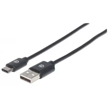 Cable Manhattan USB-C a USB-A, 3 m, conector macho a conector macho, 480 Mbit/s (USB 2.0), Hi-Speed USB, negro, garantía de por vida