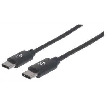 Cable Manhattan USB-C a USB-C, 2 m, conector macho a conector macho, negro, 480 Mbit/s (USB 2.0), 3 A, Hi-Speed USB, garantía de por vida, equivalente a USB2CC2M