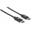 Cable Manhattan USB-C a USB-C, 2 m, conector macho a conector macho, negro, 480 Mbit/s (USB 2.0), 3 A, Hi-Speed USB, garantía de por vida, equivalente a USB2CC2M